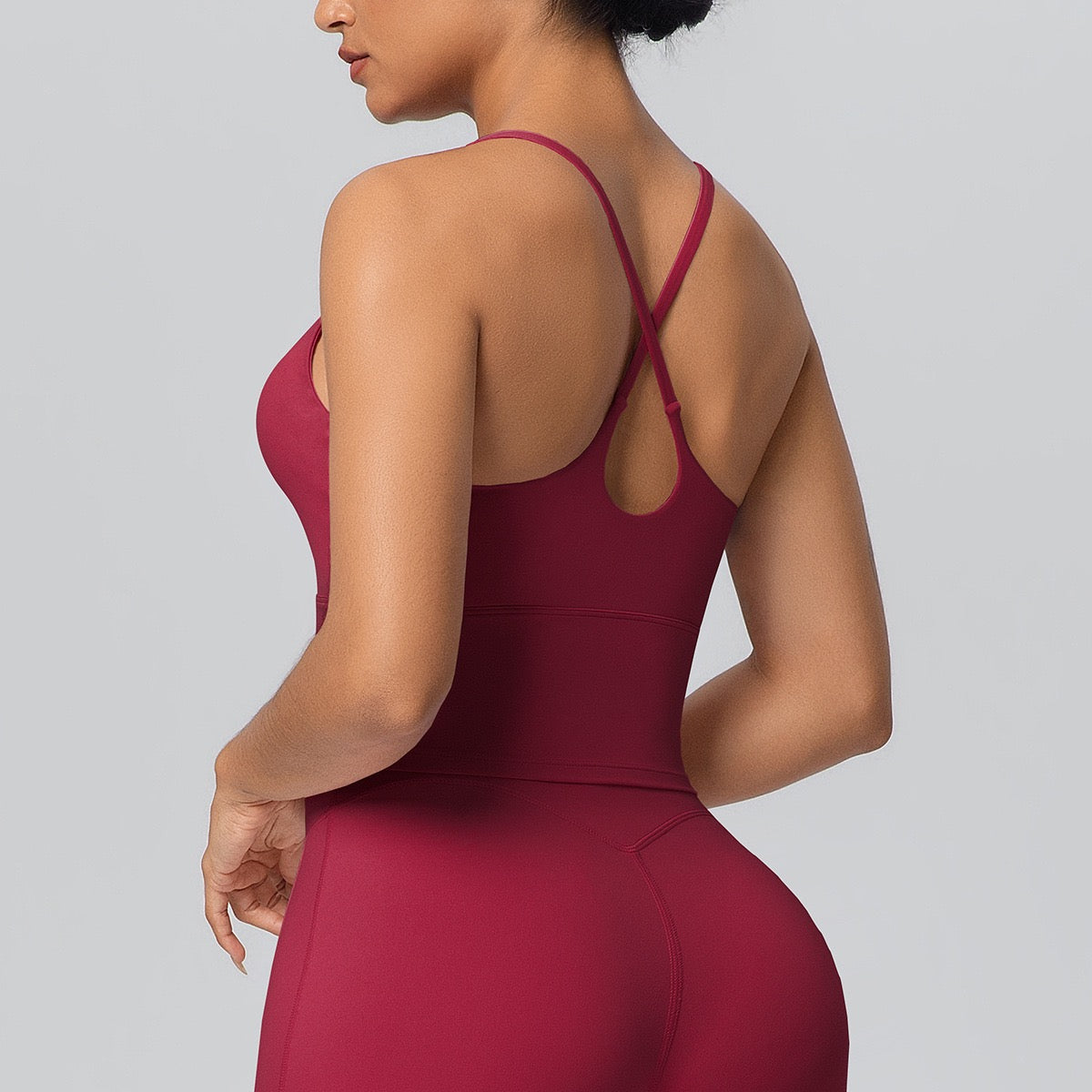 red yoga top for women