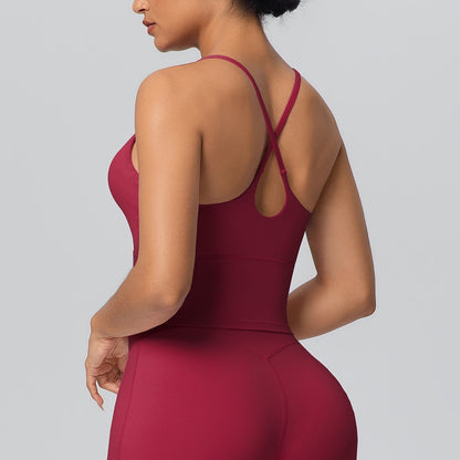 red yoga top for women