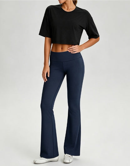 black cropped fitness tee women