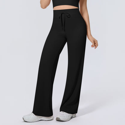 black relaxed fit activewear pants for women