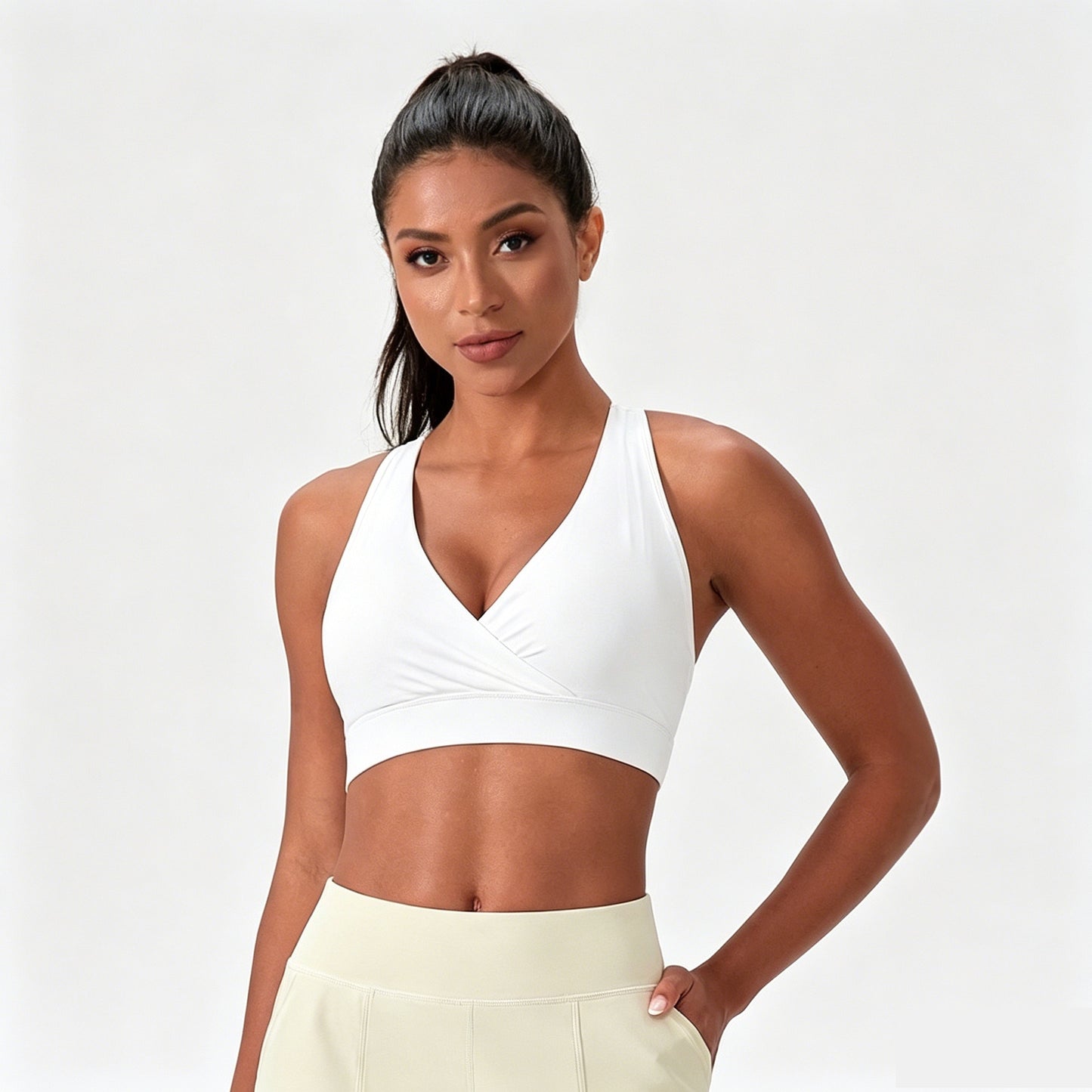 removable cup sports bra white colour