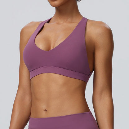 removable pad sports bra purple