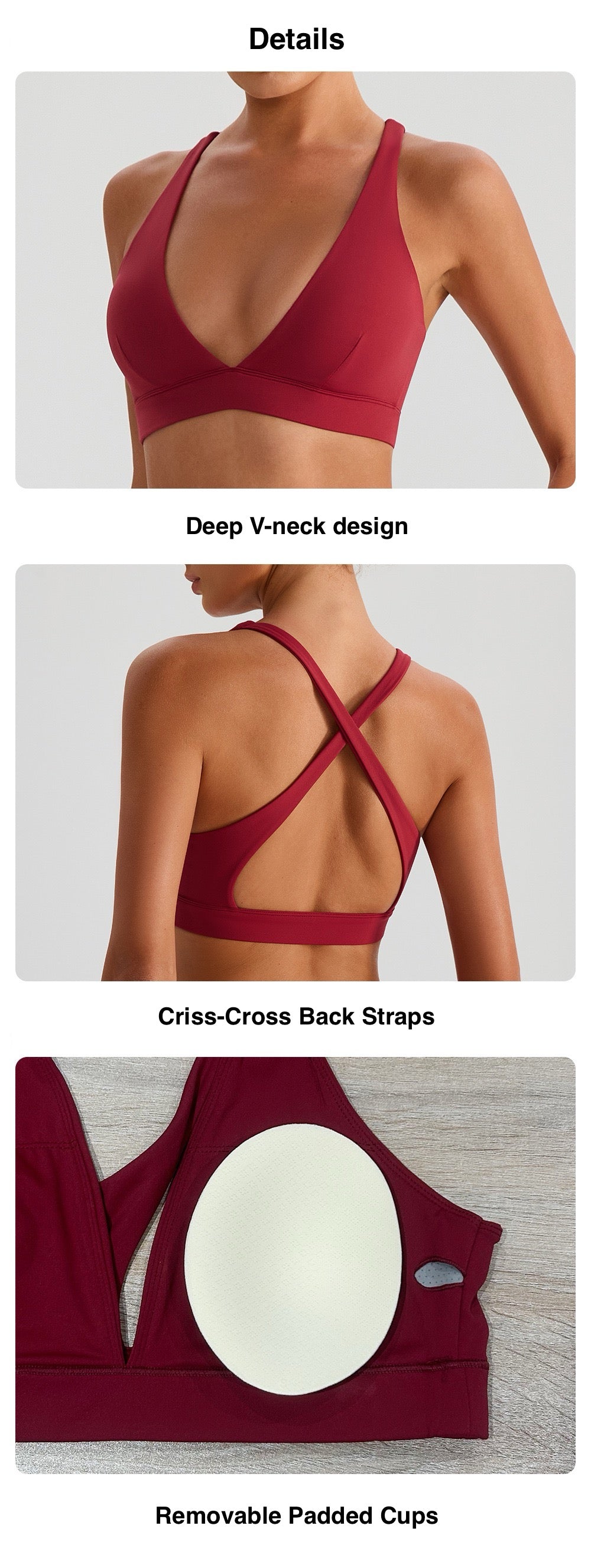 removable padded sports bra