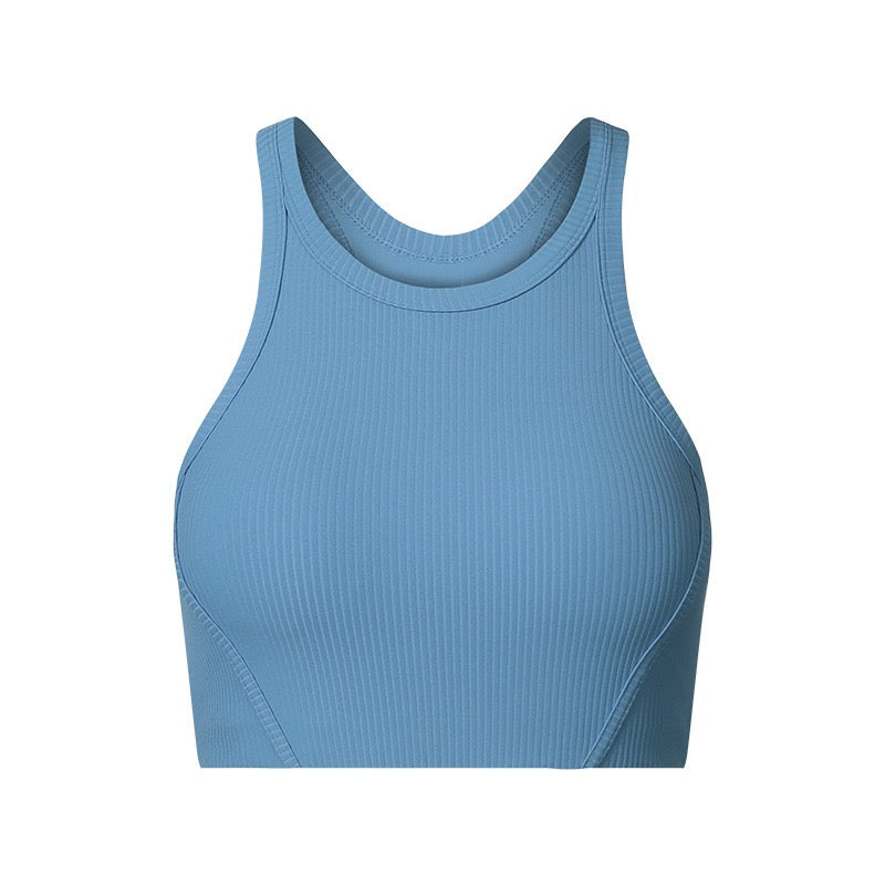 ribbed activewear top with built-in support