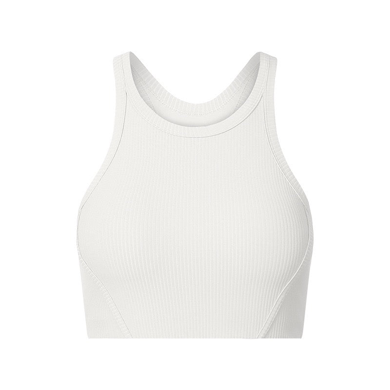 ribbed compression sports bra with removable padding
