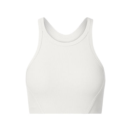 ribbed compression sports bra with removable padding