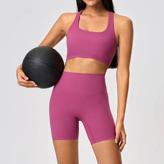 ribbed matching gym set for women