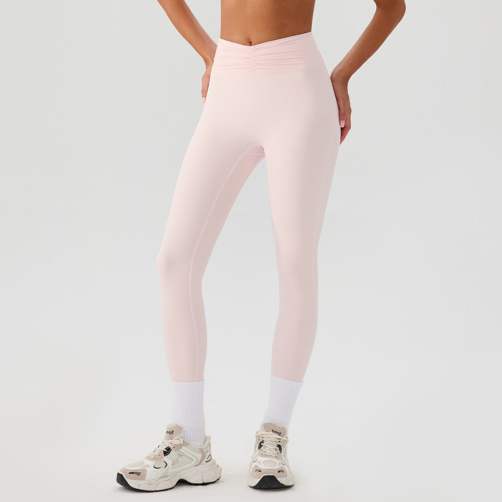 ruched waistband leggings pink