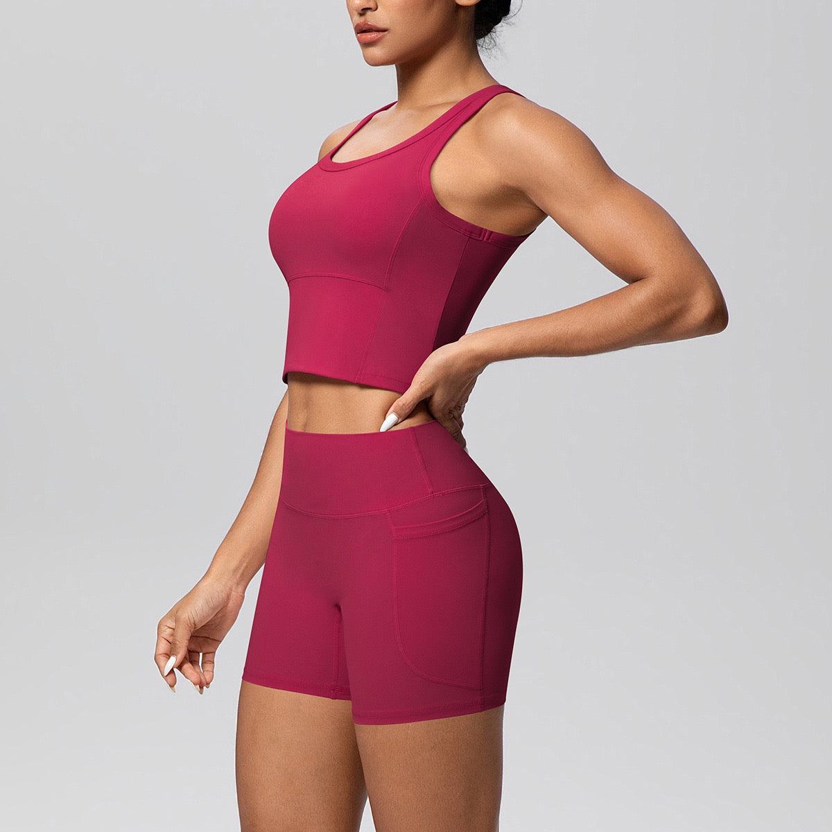 running shorts and bra matching set