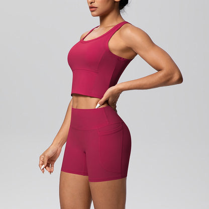 running shorts and bra matching set