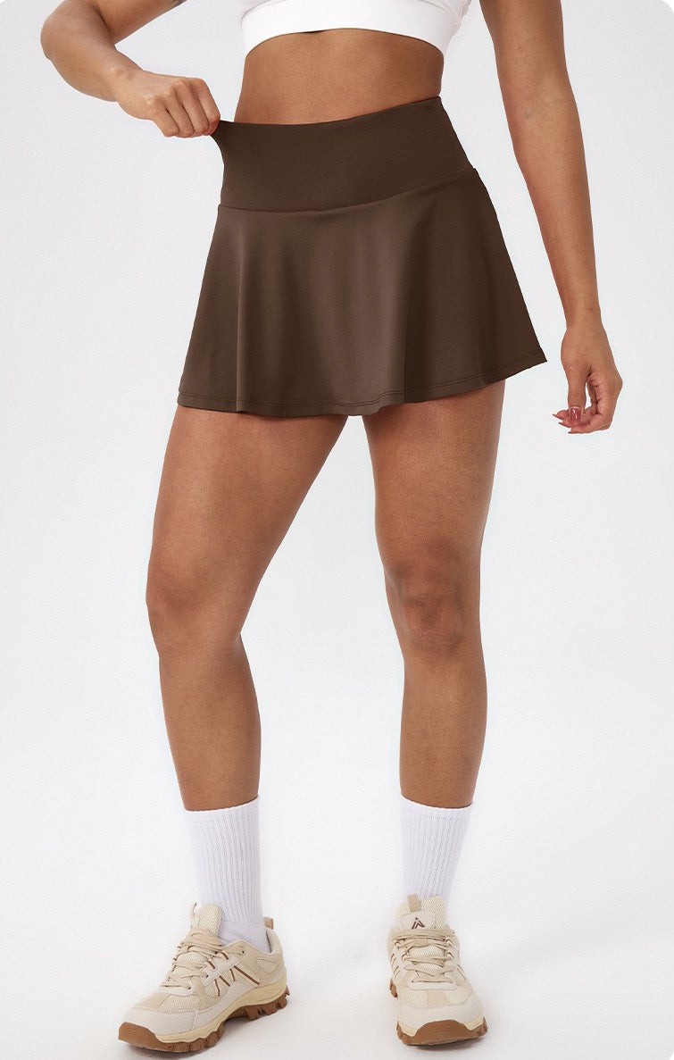 brown running skort women