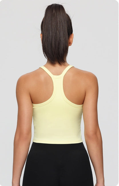 light yellow tank top with built-in bra 