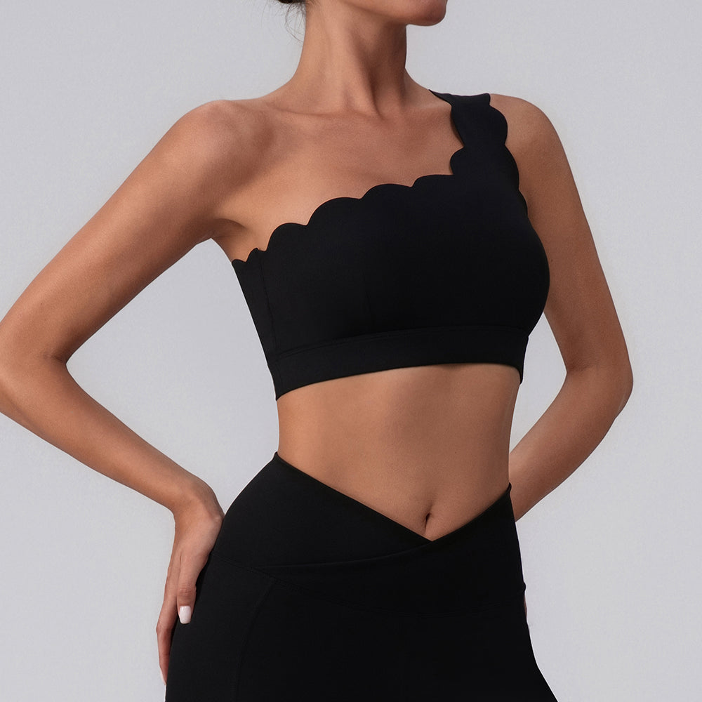 scallop one shoulder workout top