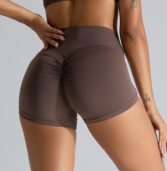 Brown athletic scrunch short shorts 