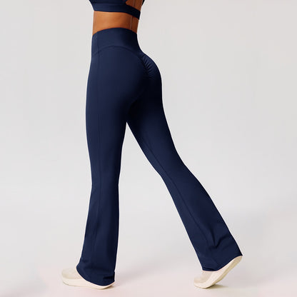 dark blue scrunch butt flare leggings women