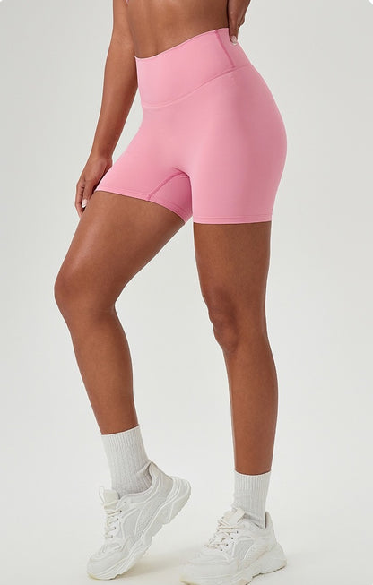 pink scrunch shorts women