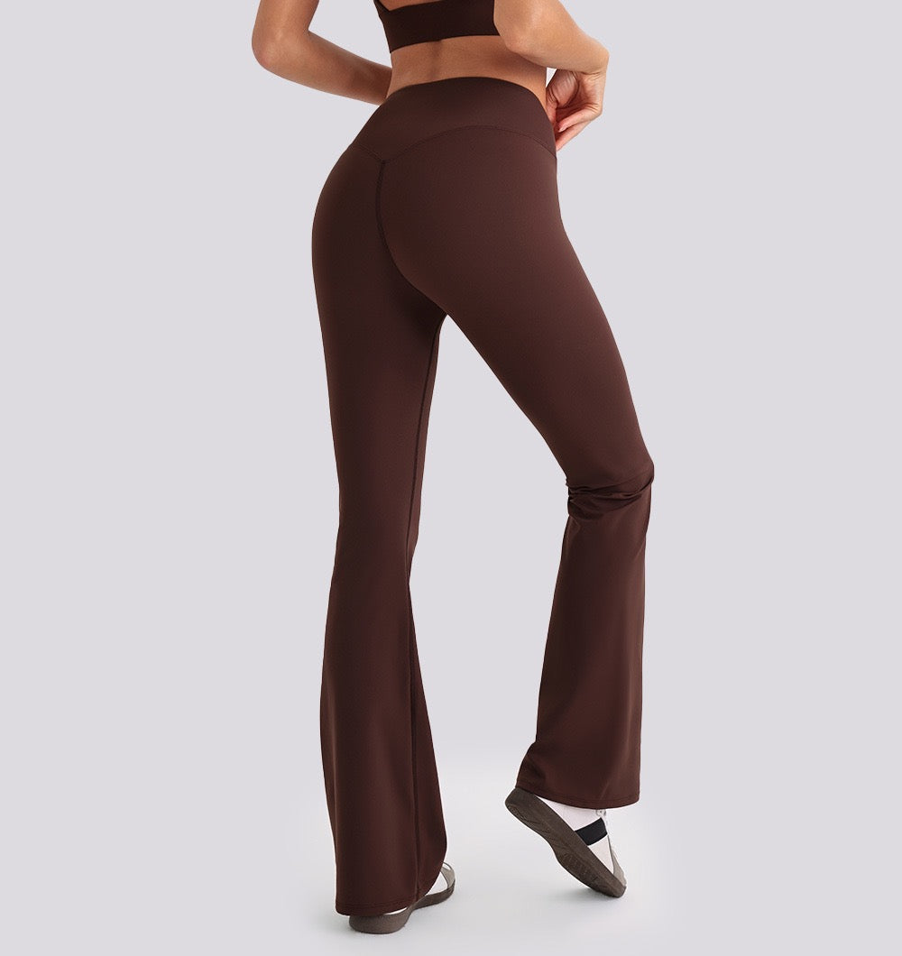 sculpting flare pants brown