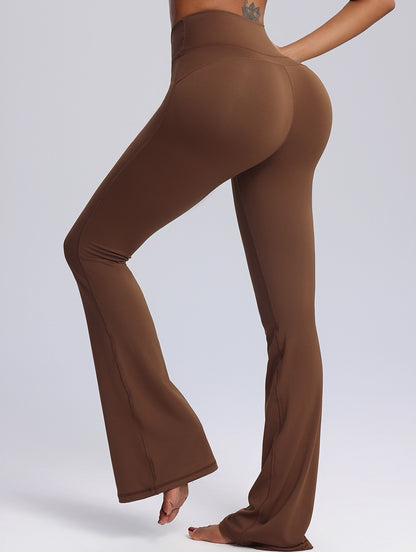 brown sculpting flared leggings for women