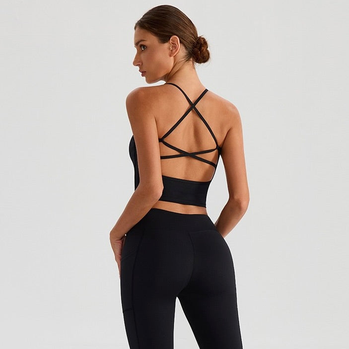 Buttery Soft Crisscross Back Crop Top - Brown Yoga Top – H&H
