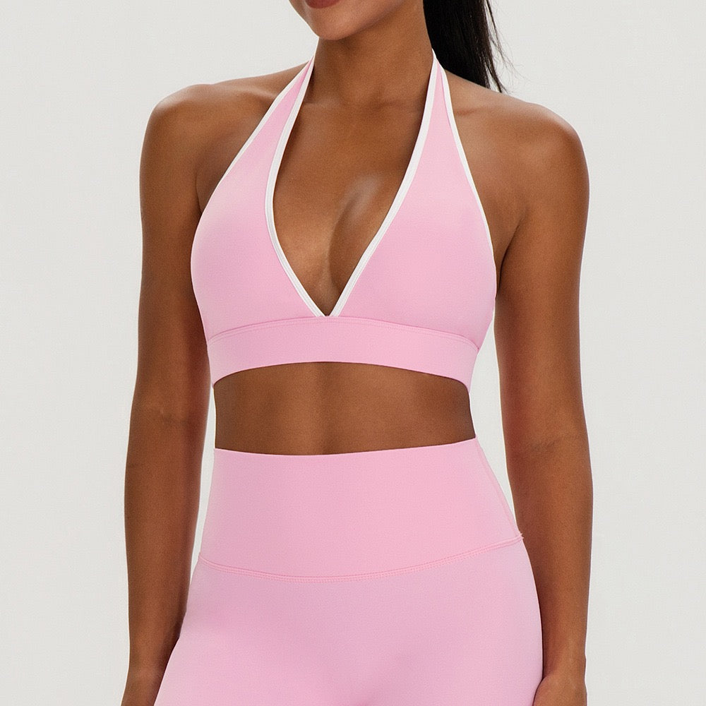seamless halter bra in pink