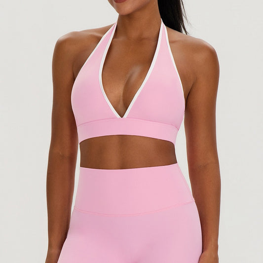 seamless halter bra in pink