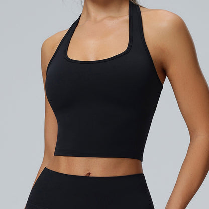 black halter crop top for women