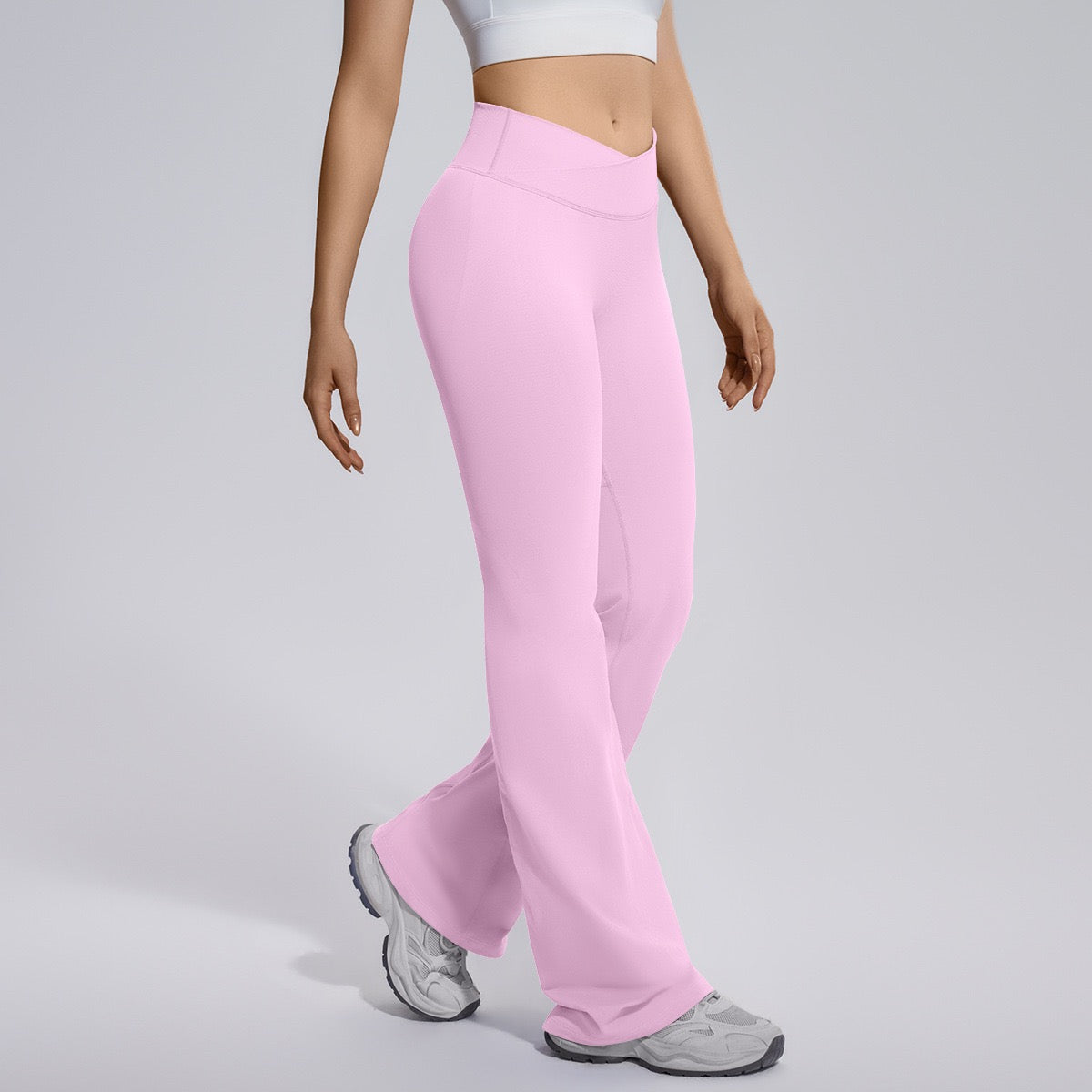 pink seamless look flare leggings