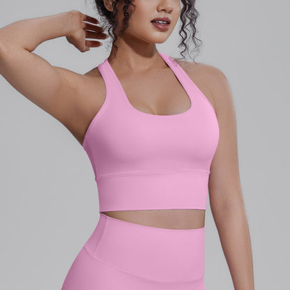 pink seamless yoga crop top women