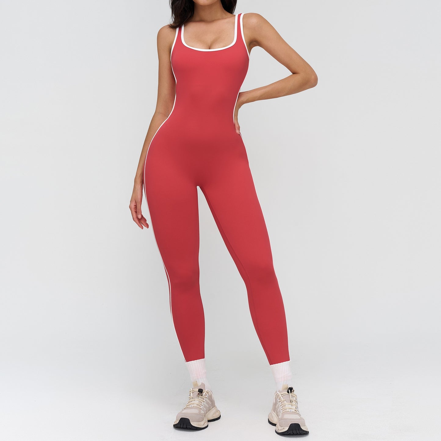 seamless yoga jumpsuit red