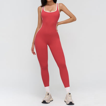 seamless yoga jumpsuit red