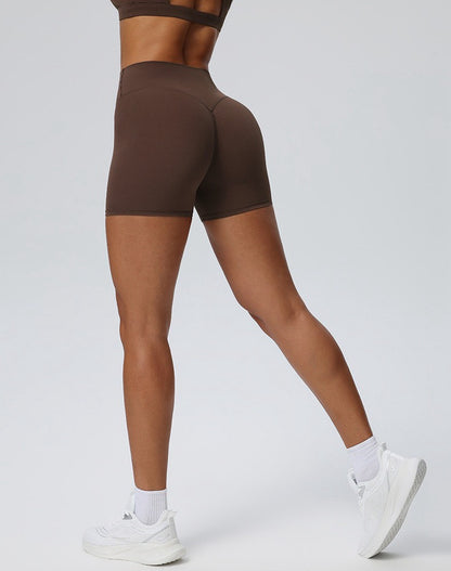 brown shaping gym shorts