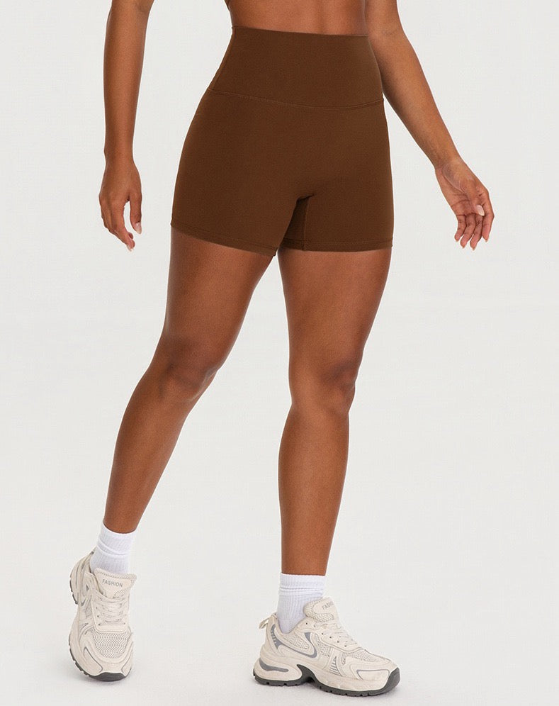 brown short leggings women gym