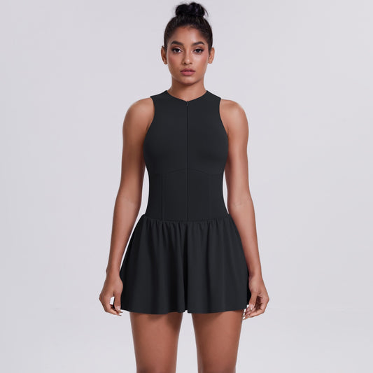 sleeveless athletic dress in black
