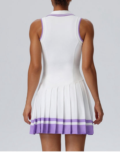 purple & white sleeveless golf dress for women