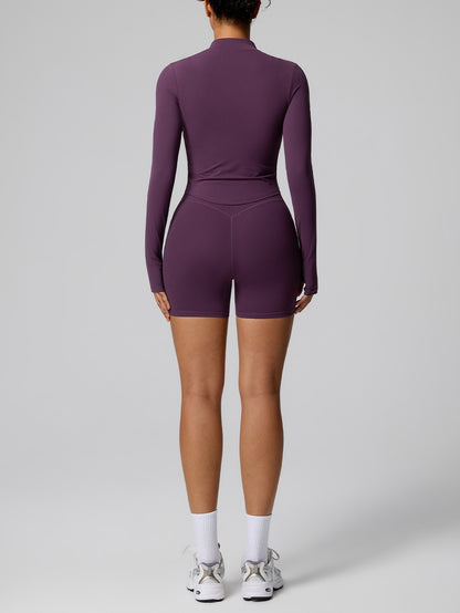 purple slimming activewear jacket for women
