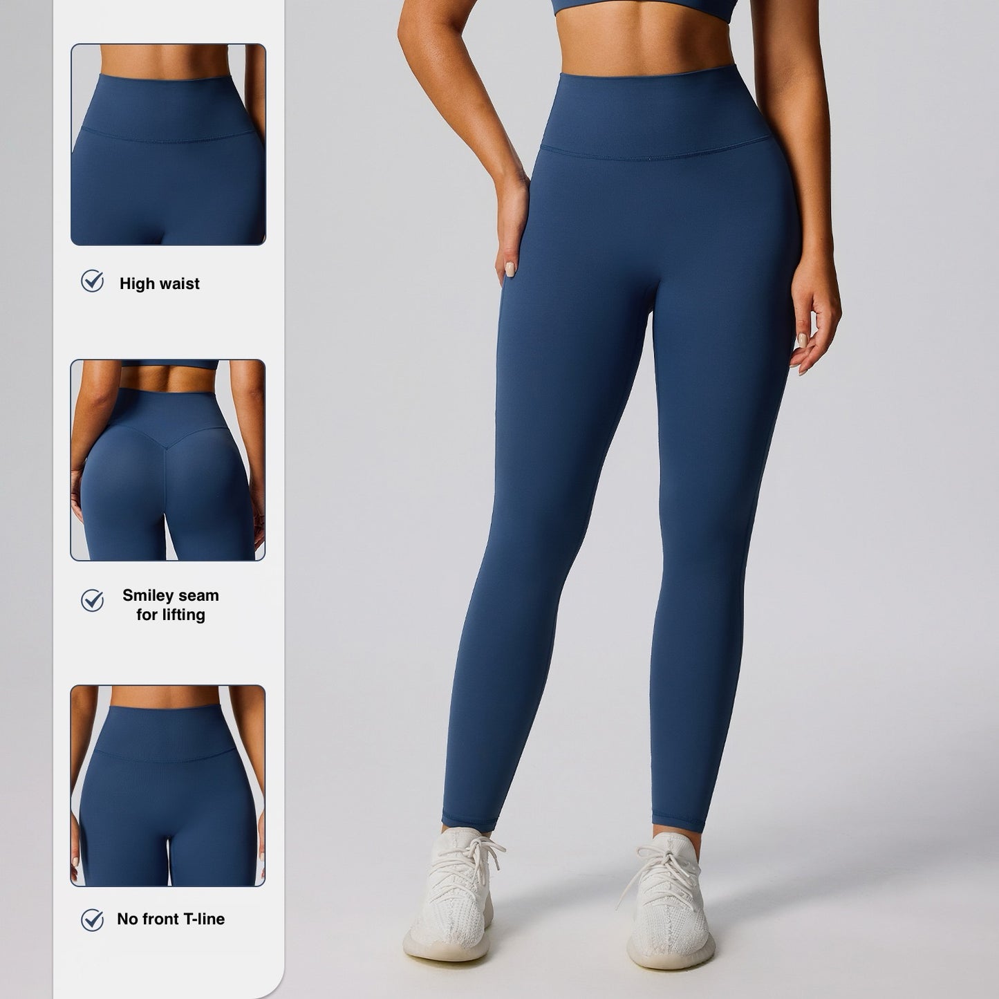 smiley back seam gym leggings for women