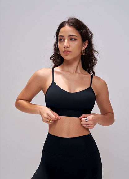 smooth fabric sports bra black color