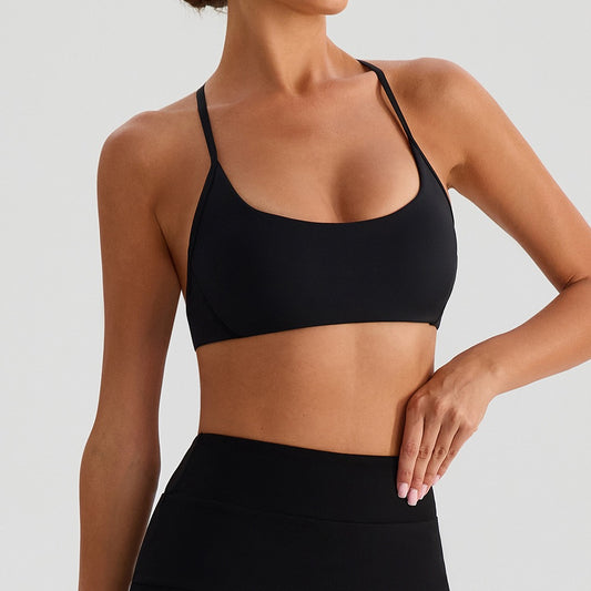 soft U-neck workout bra black