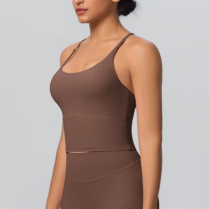 brown soft fabric longline bra