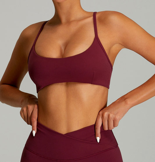 soft fabric yoga bra red purple