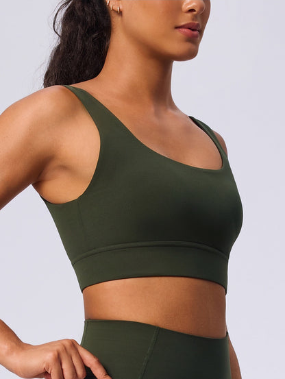soft nylon spandex workout bra green color