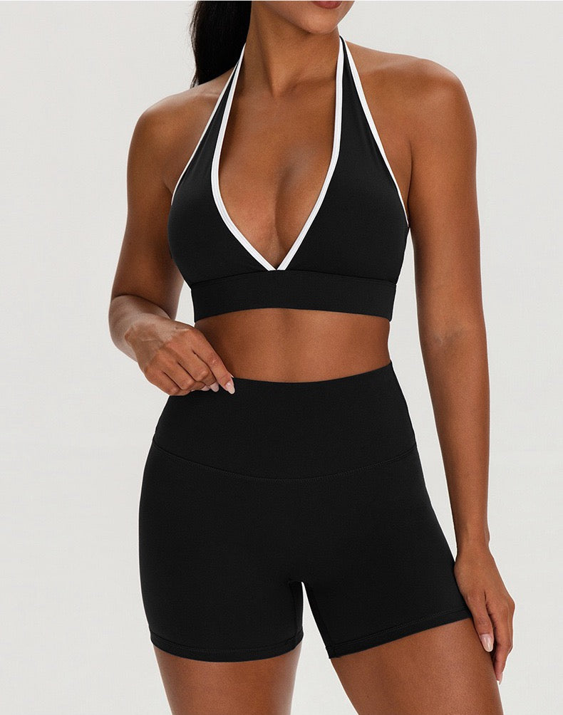 soft stretch gym shorts black