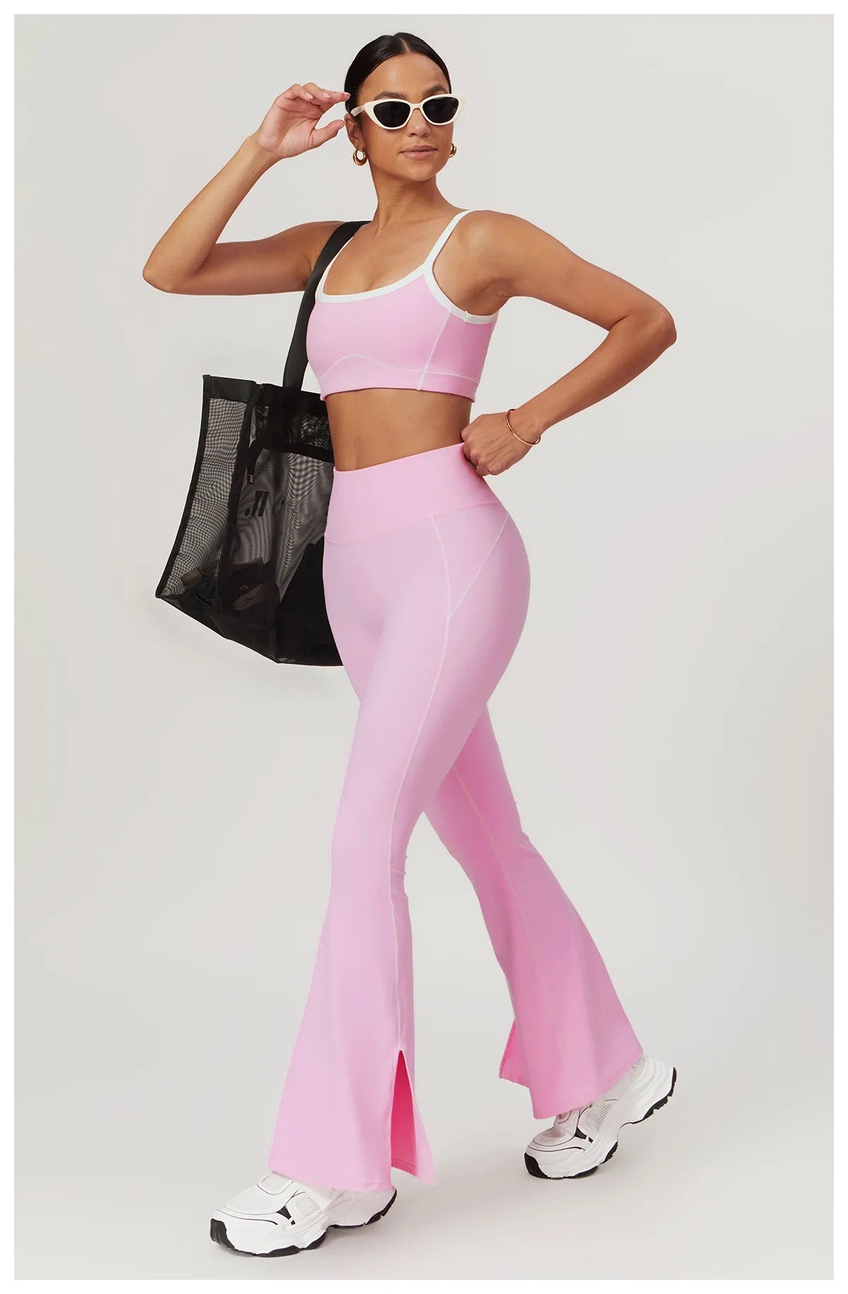 Power Curve Flare Leggings and Sports Bra Combo - Pink