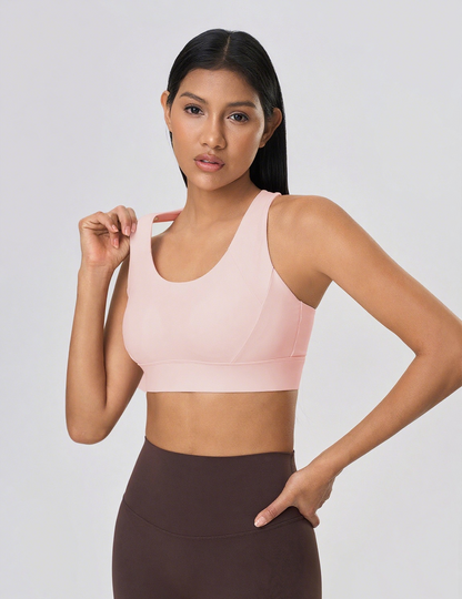 pink sports bra with semi-fixed pads