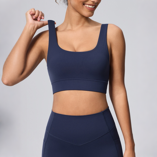 sports bra with wide shoulder straps