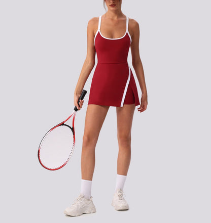 sporty mini dress red color