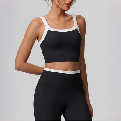 square neck crop top black