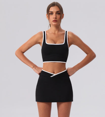 square neck crop top black