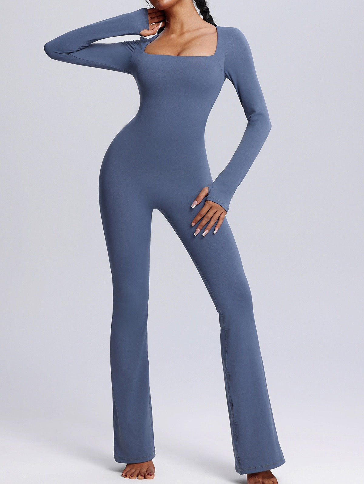 square neck workout jumpsuit for women