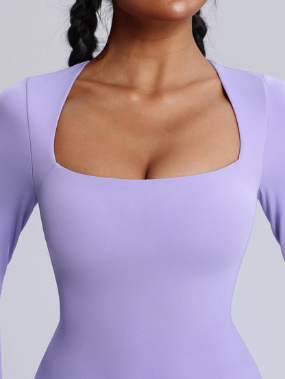 square neckline yoga jumpsuit